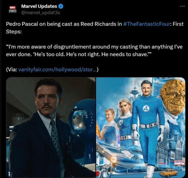 Pedro Pascal cast as Reed and people already mad - meme
