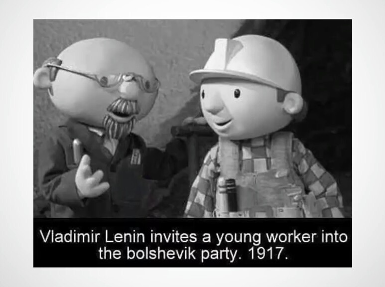 Vladimir Lênin convida um jovem trabalhador ao partido bolchevique - meme