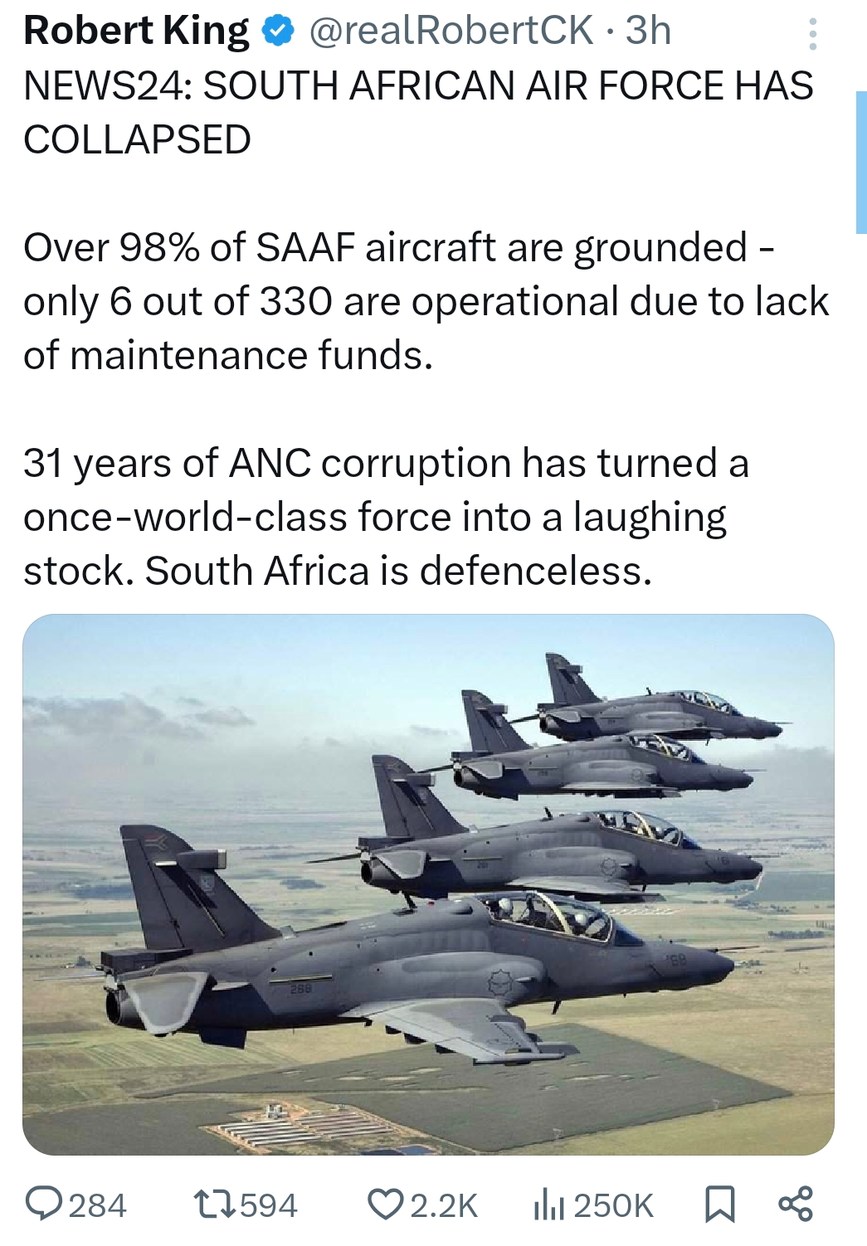 South African air force is down to 6 working planes. Not even CoD level - meme