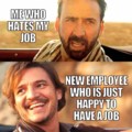 New employee laughing