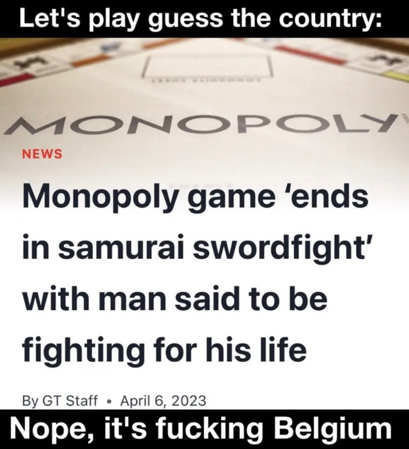 Belgium monopoly fight - meme