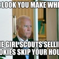 He's even sadder when cookies selling girl scouts skips his house.