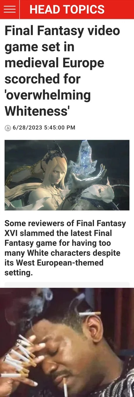 Final Fantasy news article. Gamers: - meme