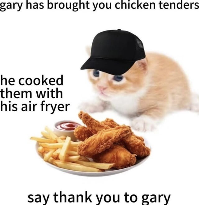 Gary air-fried you tendies. Say thank you to Gary - meme