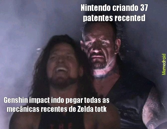 Nintendo patenteou as mecânicas de zelda totk - meme