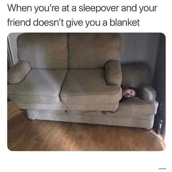 Sleeping without a blanket - meme