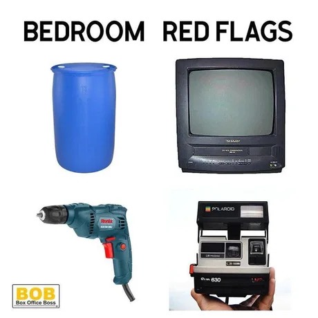 Bedroom red flags - meme