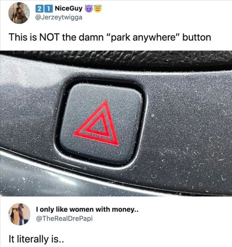 No, it's the awesome park anywhere button! - meme