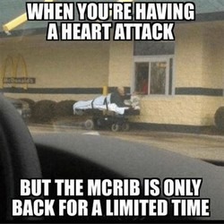 Don't slip on a mcrib trying to get here - meme
