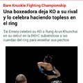 Boxeadora deja KO a su rival y lo celebra haciendo topless