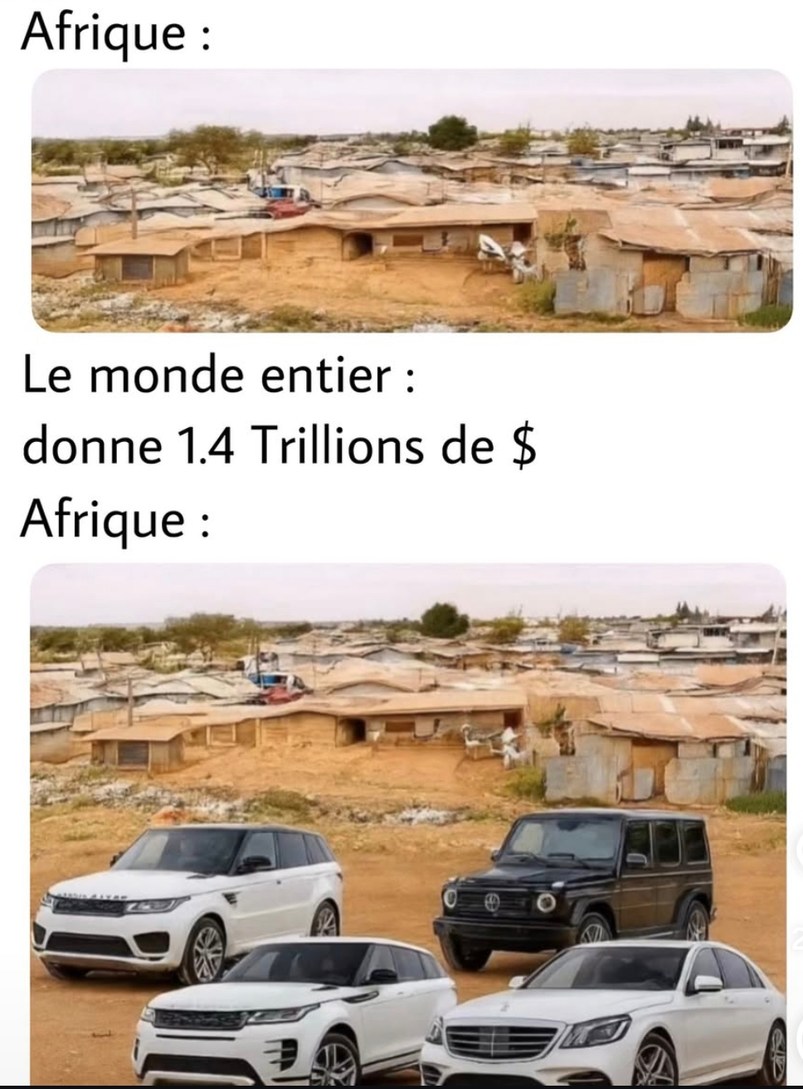 le monde : voilà 1.4 trillions $ l’Afrique : merci j’vais acheter des skins - meme