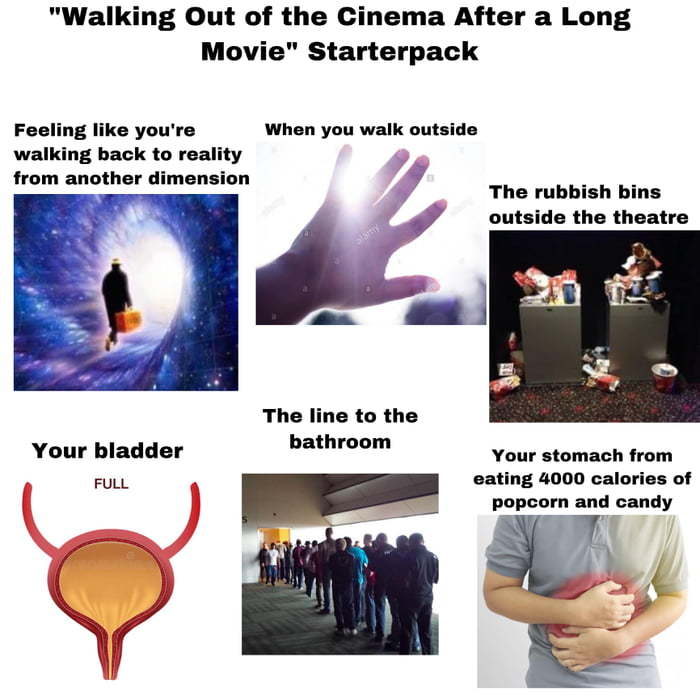 “Walking Out of the Cinema After a Long Movie” Starterpack - meme