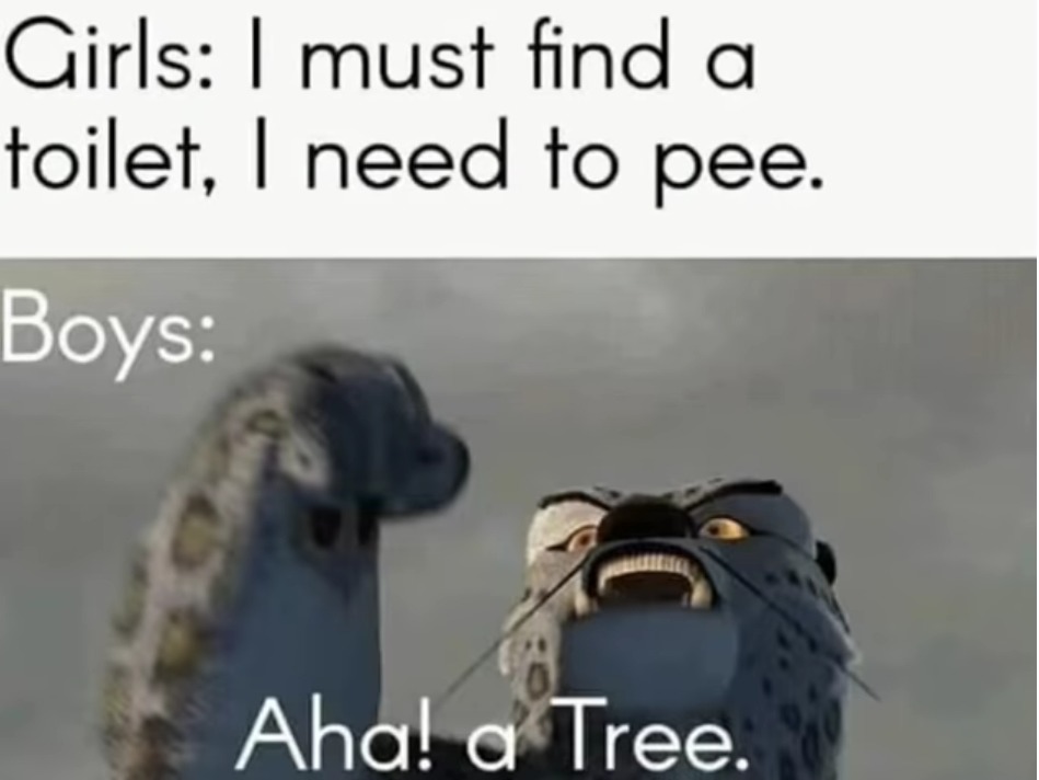 i cannot think about a tree that i didn't pee on - meme