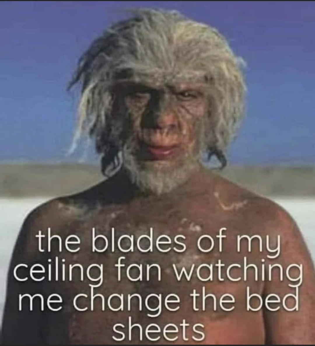 Ceiling fan vs bed sheets - meme