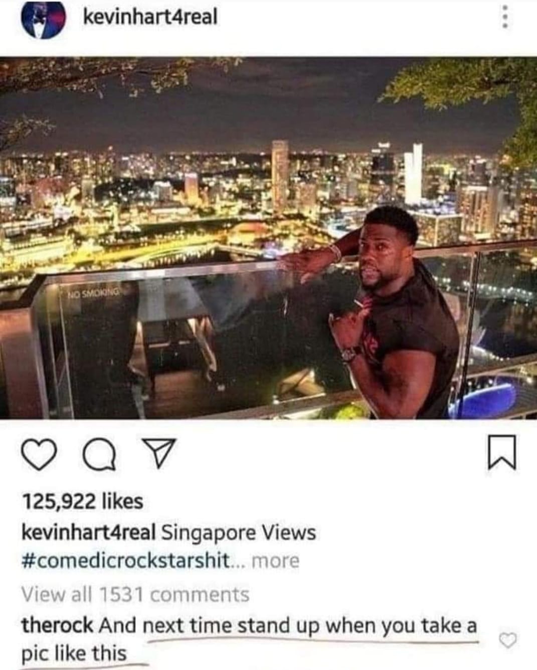 The Rock commenting Kevin Hart's post - meme