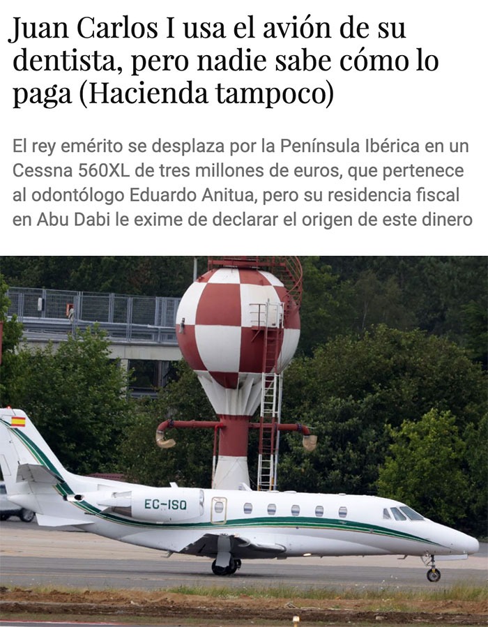 Que humilde el dentista dejando su avión al rey Juancar - meme