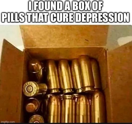 I found a box of pills that cure depression. They’re Skittles - meme
