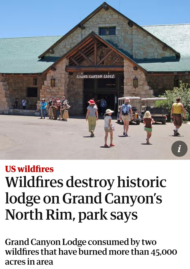Historic Grand Canyon lodge lost to wildfires - meme