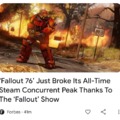 Fallout 76 is blowing up on Steam with all the buzz around the Fallout TV show
