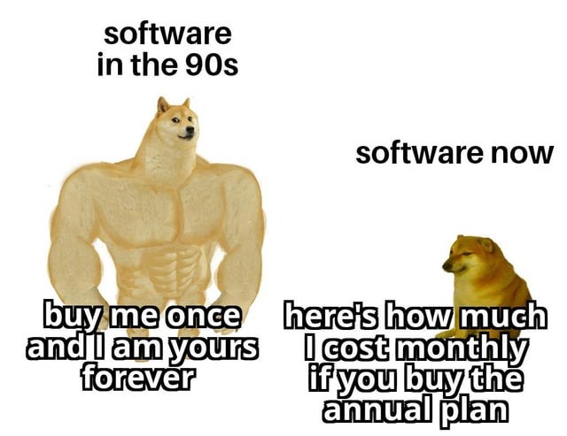 software in the 90s - meme
