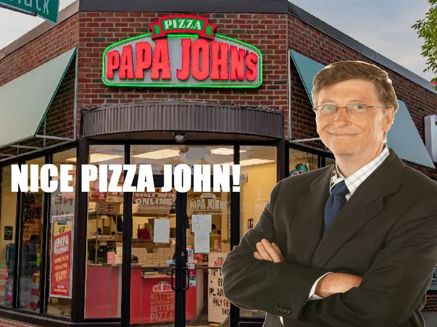 Bill Gate's orders pizza from papa johns - meme