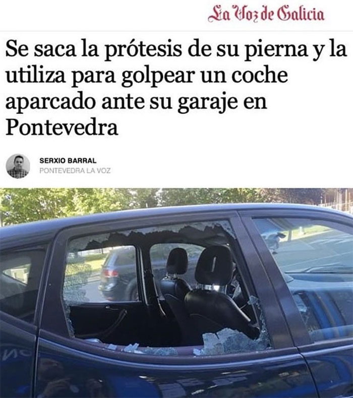 Protesis de pierna para romper cristal - meme