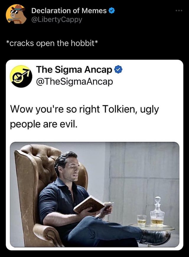 Henry Cavill reading the lotr - meme