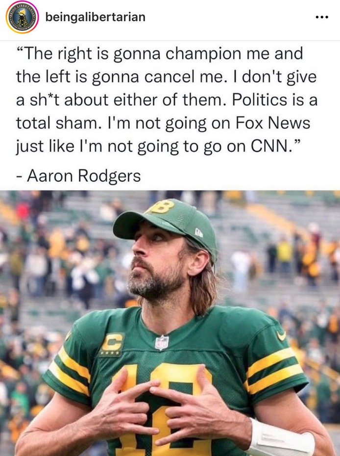 Aaron Rodgers sees through the uniparty media cabal BS - meme