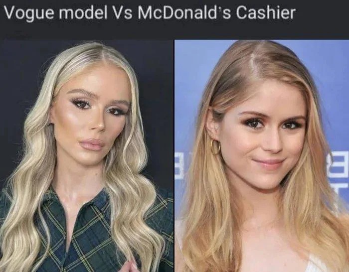 Vogue model vs Mcdonalds cashier - meme