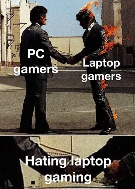 Hating laptop gaming - meme