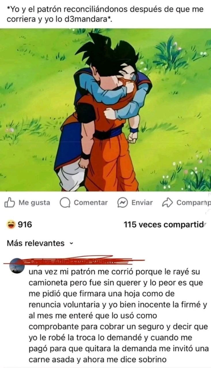 Cuando demandas al patrón y acabas en su carne asada - meme