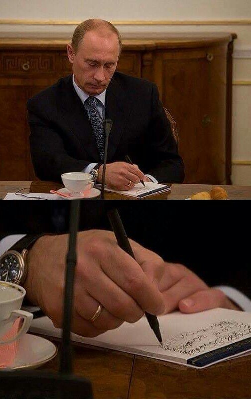 Putin e sua linda caligrafia - meme
