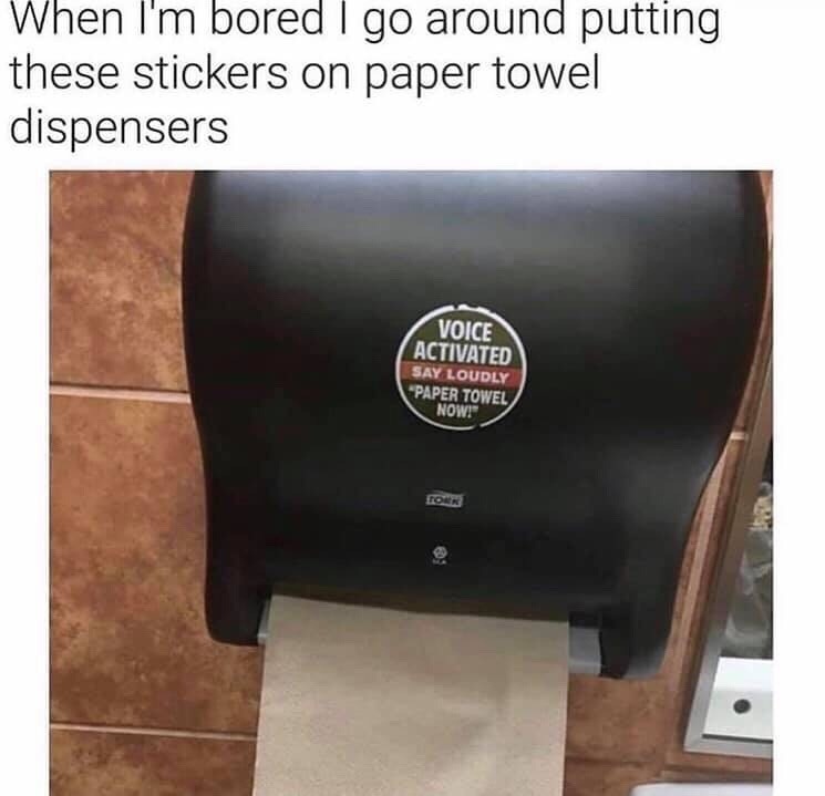Yelling at paper towel dispensers like it's a boss fight - meme