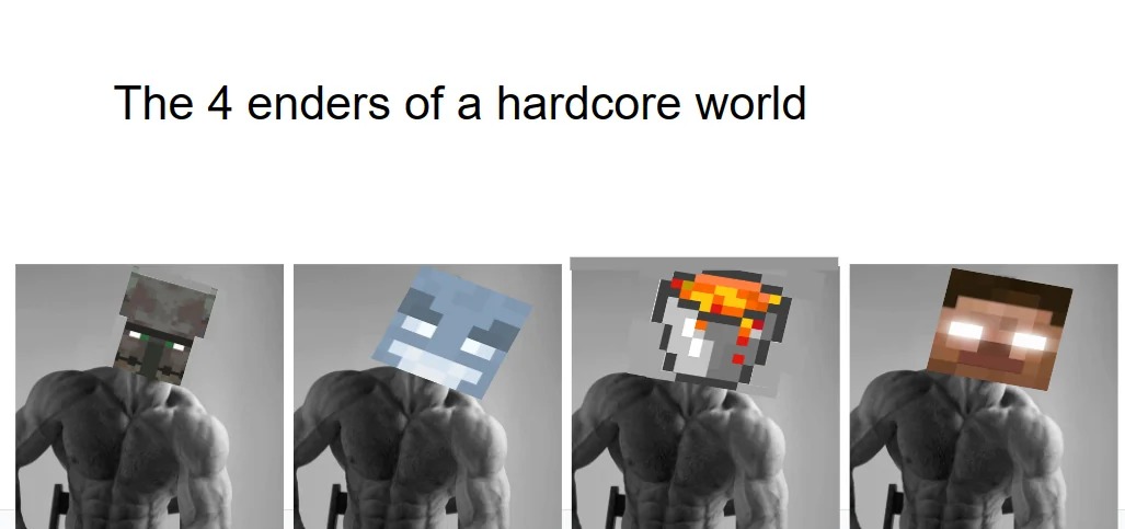 The 4 enders of a hardcore world - meme