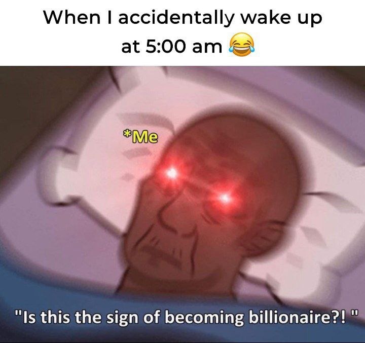 Waking up at 5AM and wondering if I’m becoming a billionaire or just insane - meme