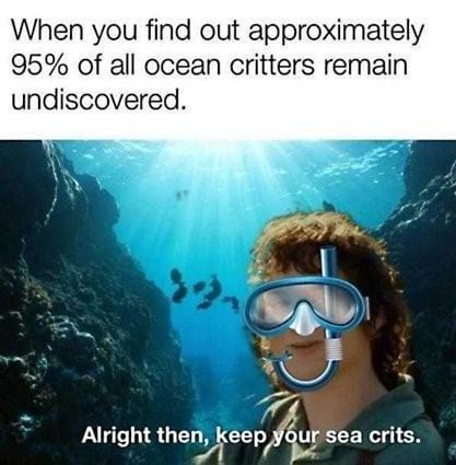 The ocean hiding 95% of its horrors like a pro - meme