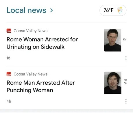 Rome, GA: where the local news is just public chaos speedrun - meme