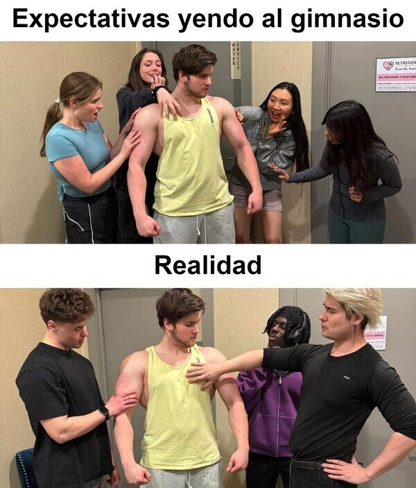 expectativas vs realidad en el gym - meme