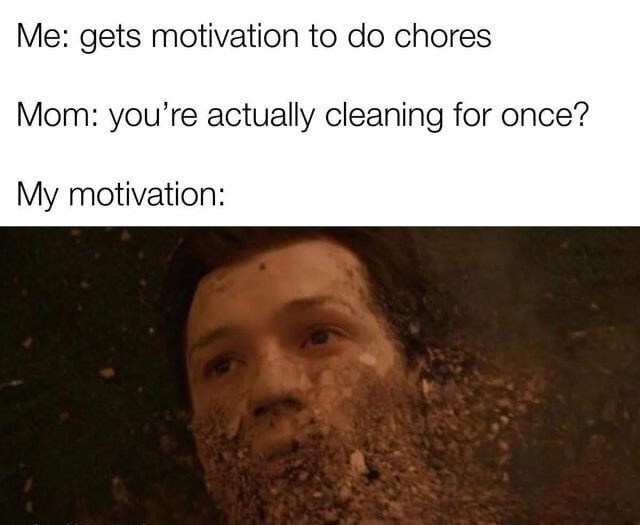 Motivation for cleaning - meme