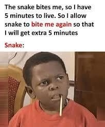 Snake bites me. I return for bonus time like it’s a gacha game - meme