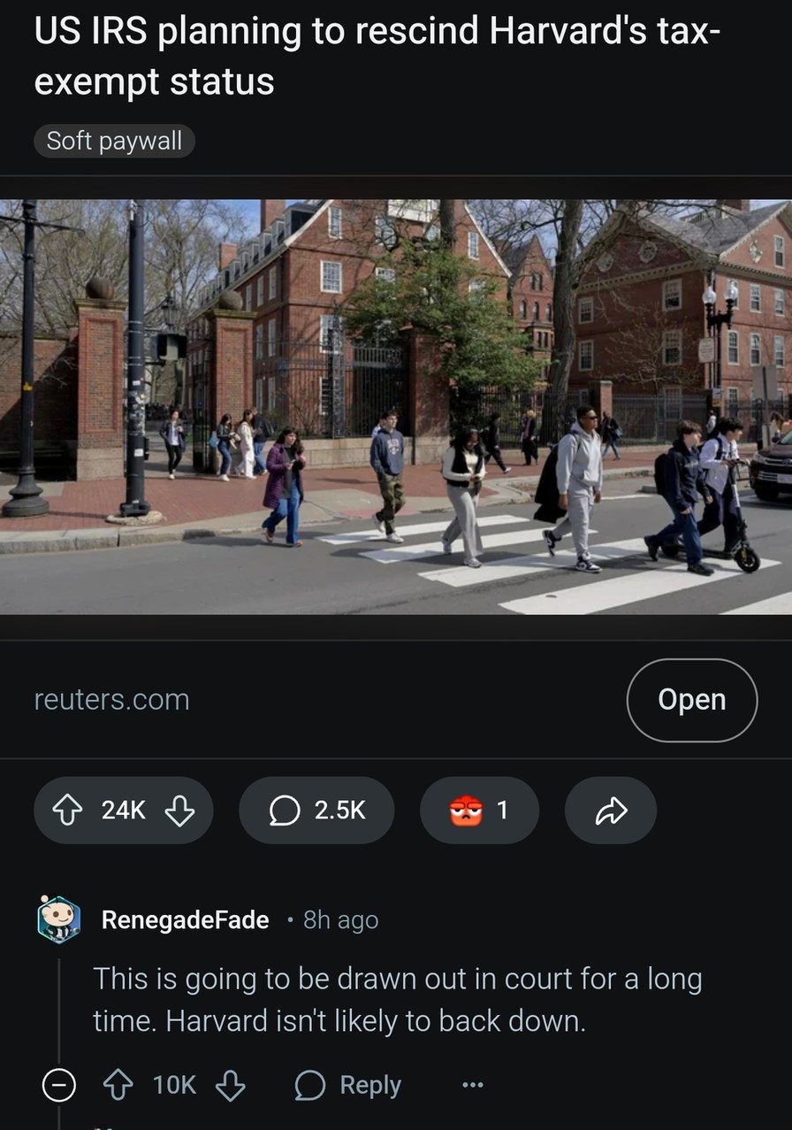IRS waking up and choosing violence against Harvard - meme