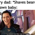 Crying baby when dad shaves his beard