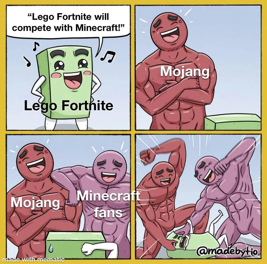 Minecraft or Lego Fortnite - meme
