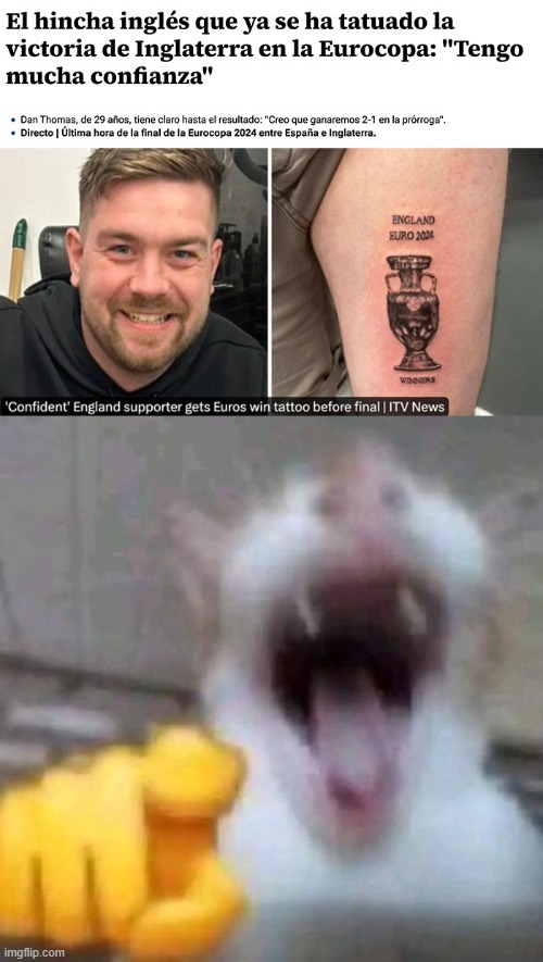 Un ingles se tatuó la eurocopa porque confiaba en Inglaterra lol - meme
