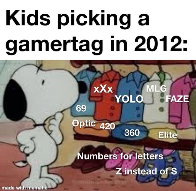 Gamertags in 2012 were just chaos and Mountain Dew - meme