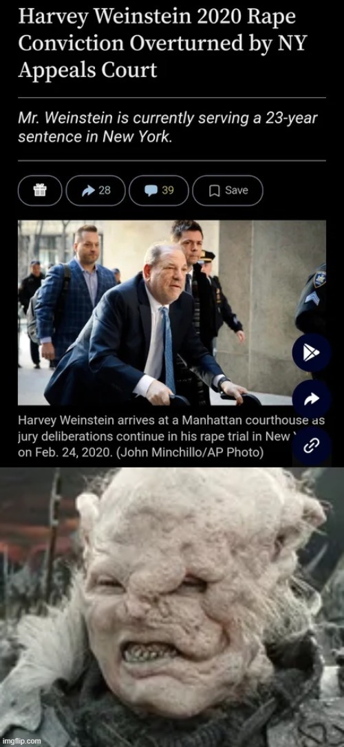 Harvey Weinstein overturned meme