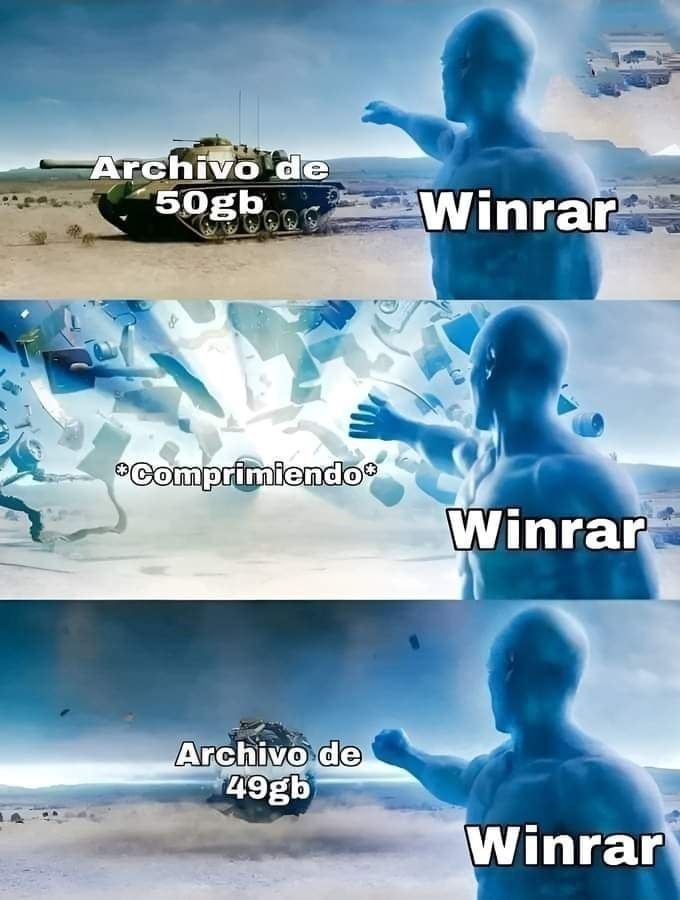 Winrar comprimiendo archivos demasiado grandes - meme