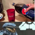 Pepsi Bottle + Coca Cola Glass