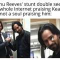 Keanu Reeves and his stunt double
