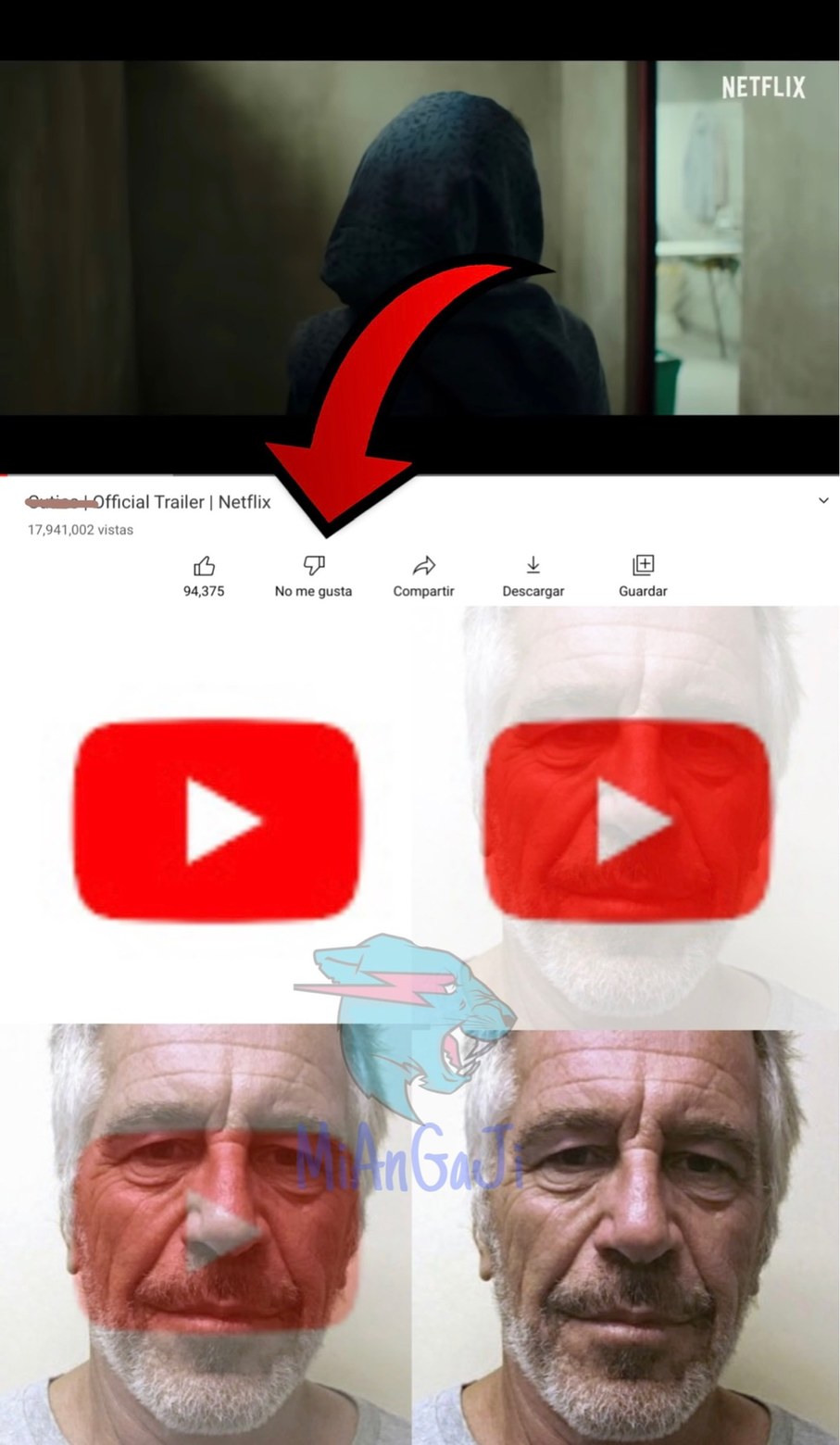 El video tenía como 2 millones de pulgares abajo antes de que YouTube los quitara - meme